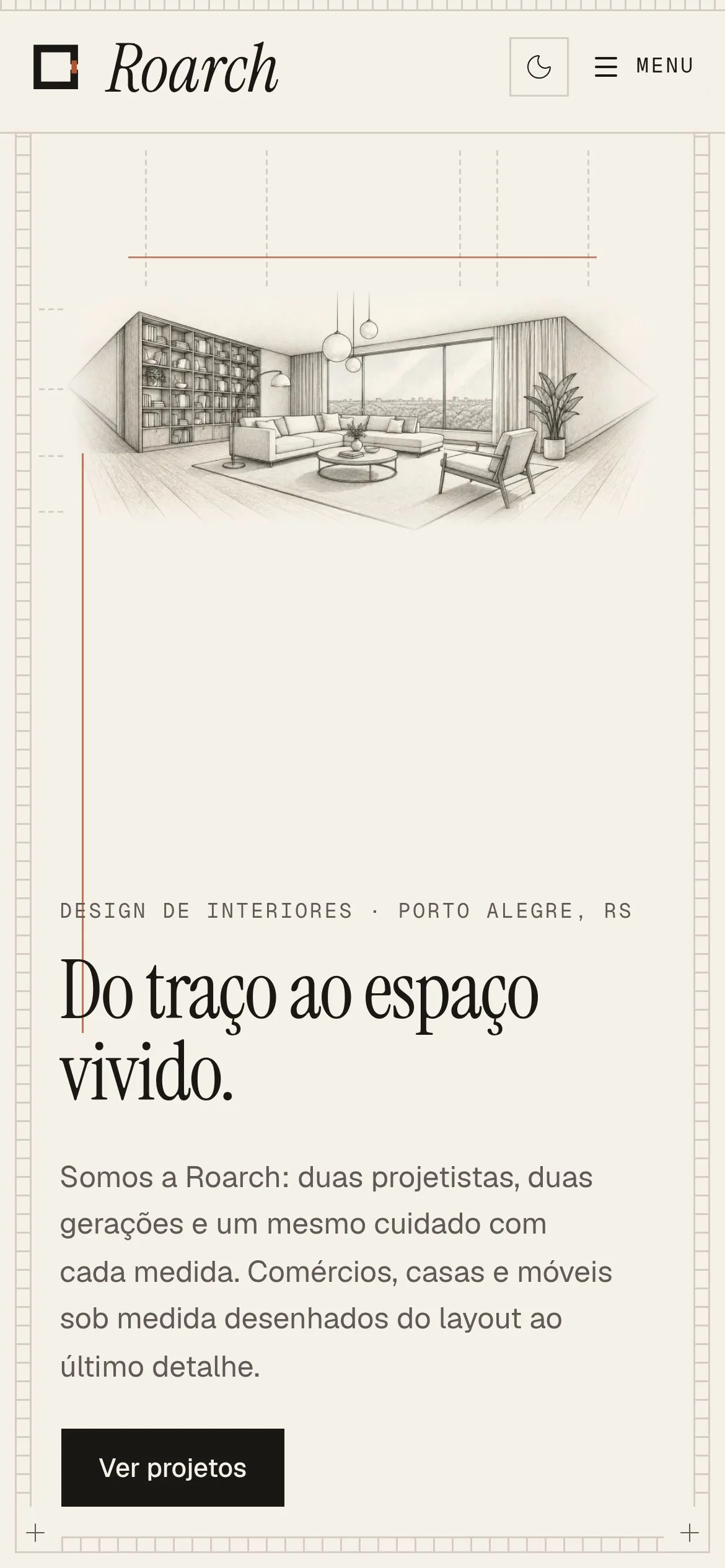 Página inicial da Roarch no celular